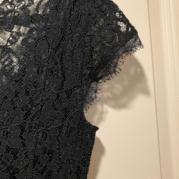 Babaton Aritzia Tobias Black Eyelash Lace V-Neck Sheath Mini Dress Size 4‎ - Picture 13 of 15